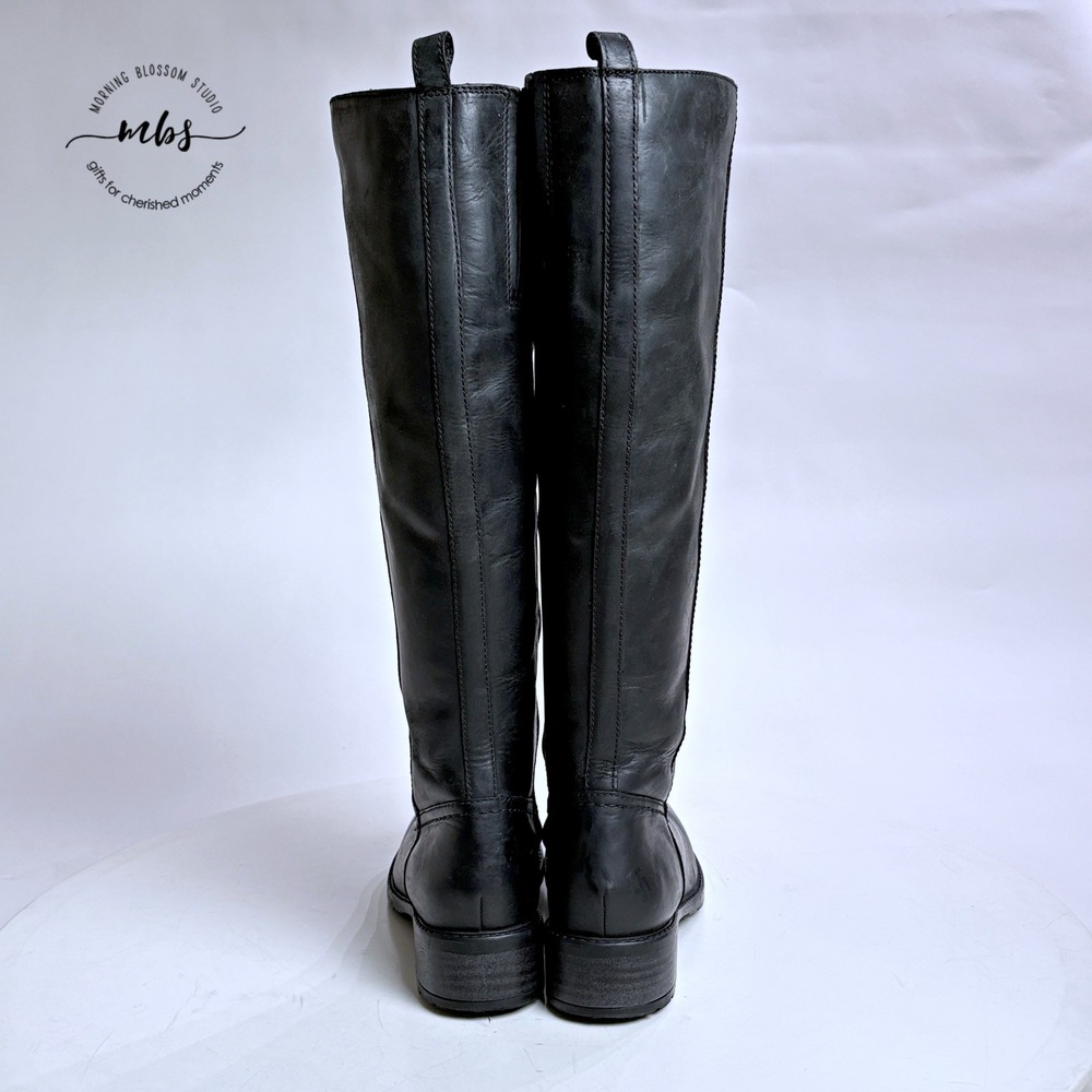 Clarks‎ Leather Fur Lined Side Zip Tall Boots Black Women 7 - Picture 3 of 13
